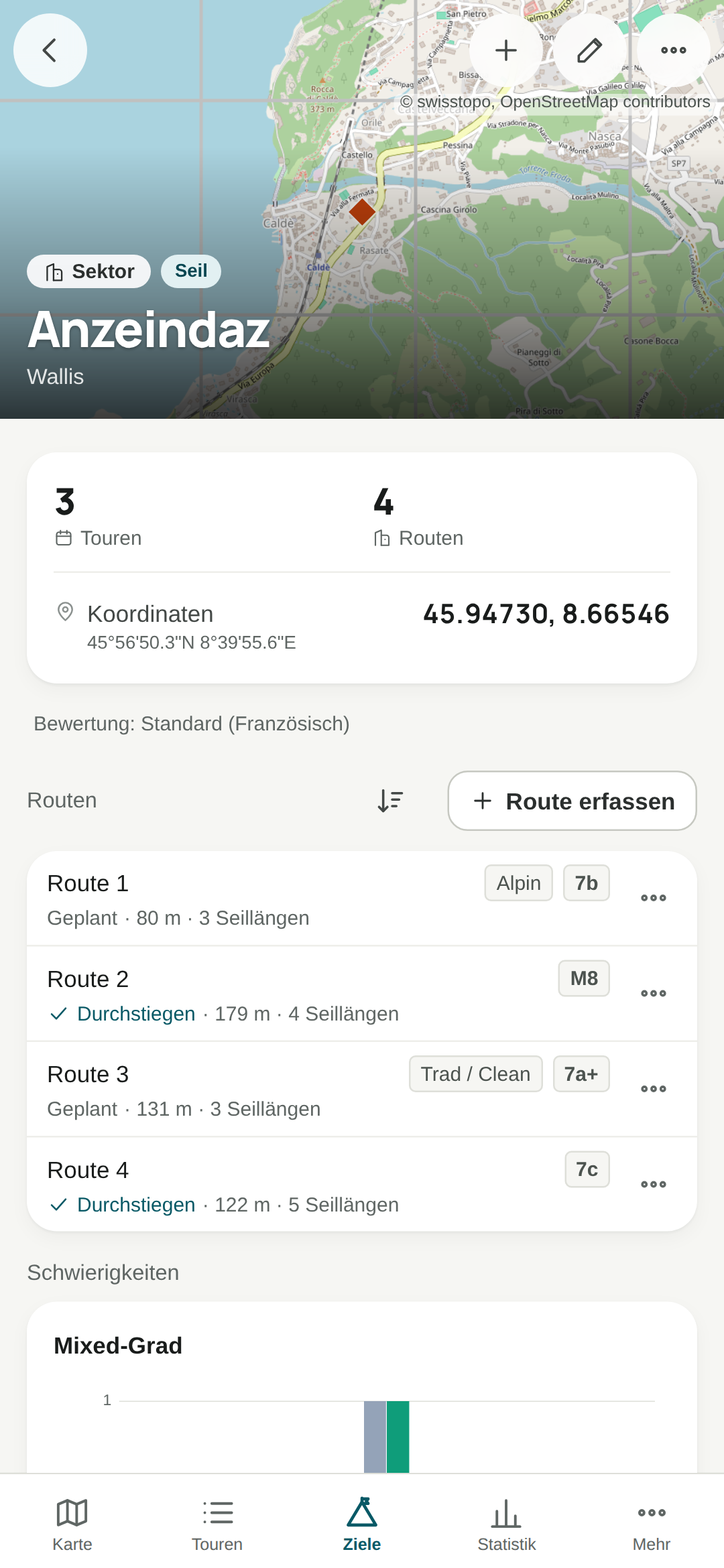 Gebiete, Sektoren, Routen